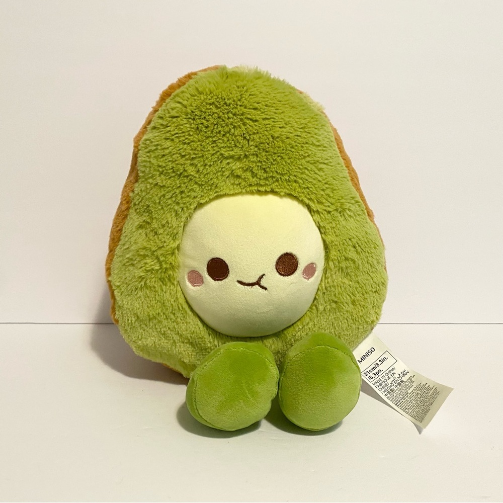 Miniso Avocado Food Plush Toy Vegetable Stuffed Animal Kawaii Face Amusable Cute
